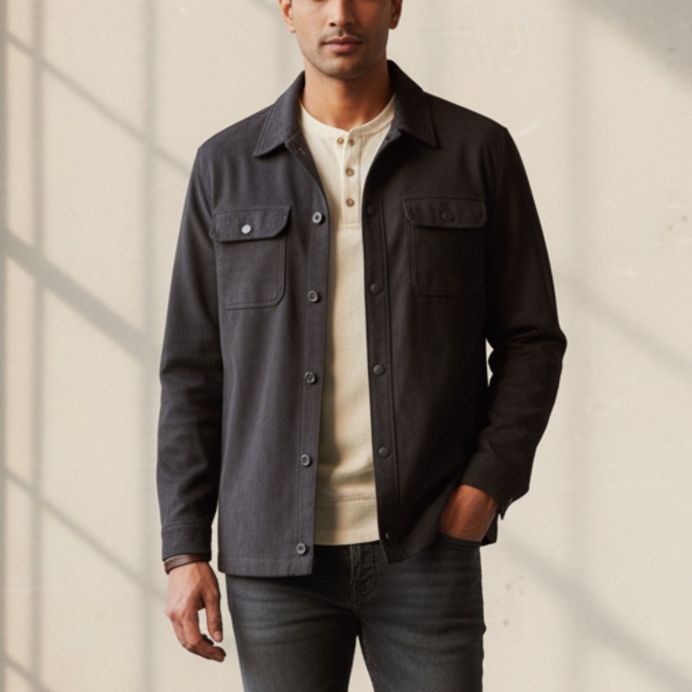 Claiborne Outerware Sueded Finish Button Up‎ Collared Jacket